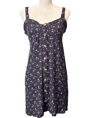 American Eagle Outfitters black floral button-front sundress Women’s large | f